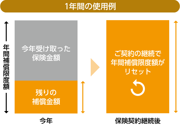 毎年補償限度額がリセット！慢性疾患にも手厚い補償